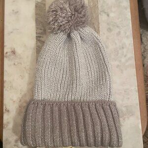 NWT Frosted Glass Knit Hat Beanie Pom Collection Eighteen Silver Shimmer